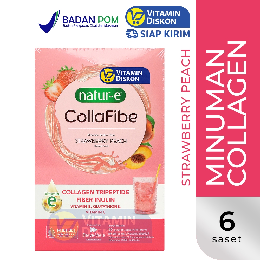 Natur-E CollaFibe - Collagen Drink with Vitamin E & Fiber 1 Box | Minuman Serbuk Kolagen, Vitamin E,