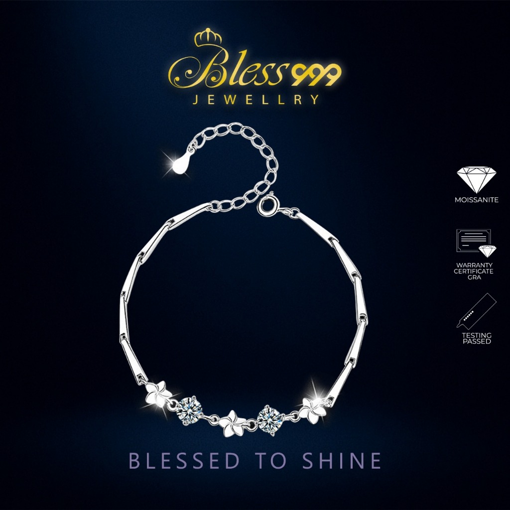 Gelang / Bracelet Small Flower Moissanite Sertifikat GRA Original