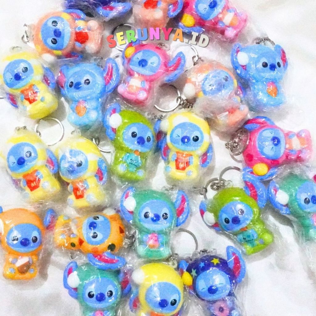 Squishy Lilo Stitch Lucu 6cm Gantungan Kunci Ganci | Mainan Squishy Gemoy Anti Stres Keychain Anak D