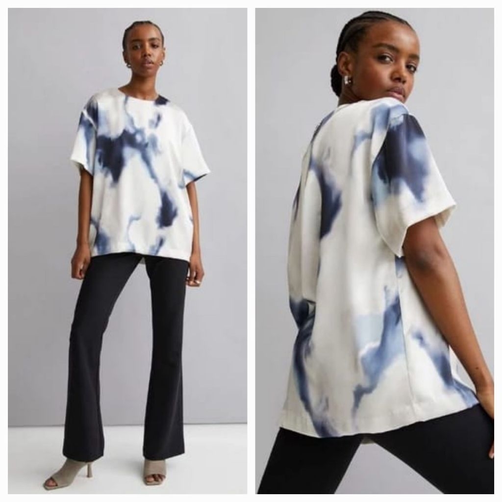 H&M hue satin blouse