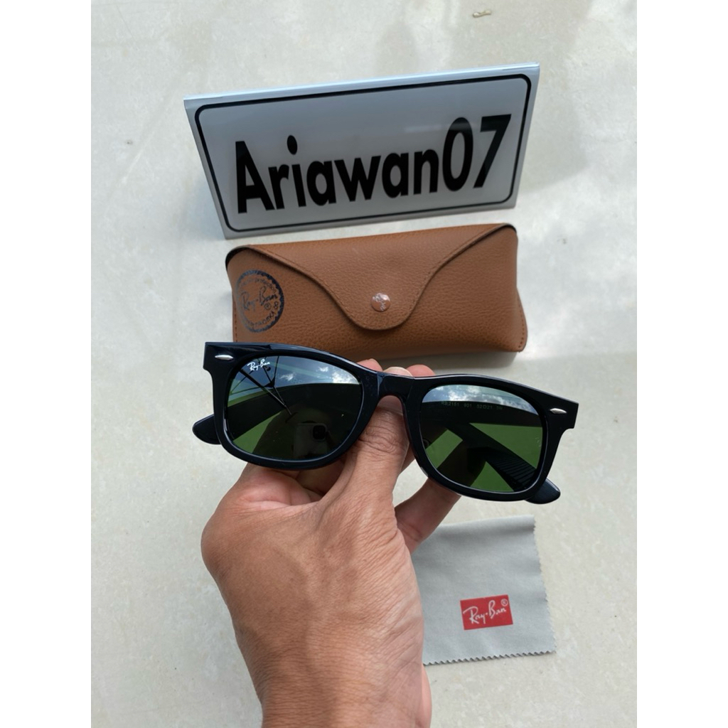 kacamata ray-ban wayfarer square glosy kaca hijau sz 52