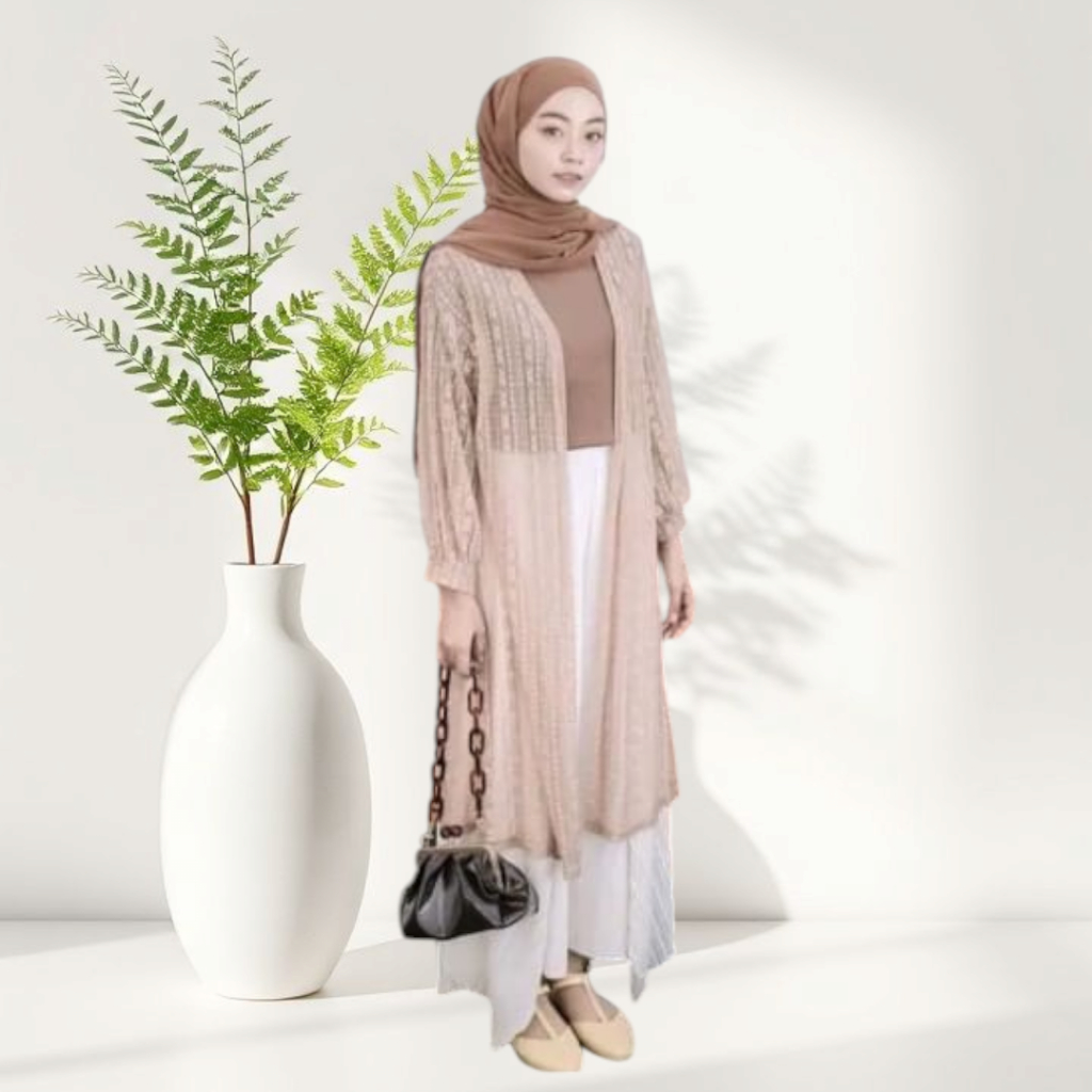 LONG OUTER STYLISH CARDIGAN PANJANG WANITA - CARDIGAN BURKAT WANITA KEKINIAN