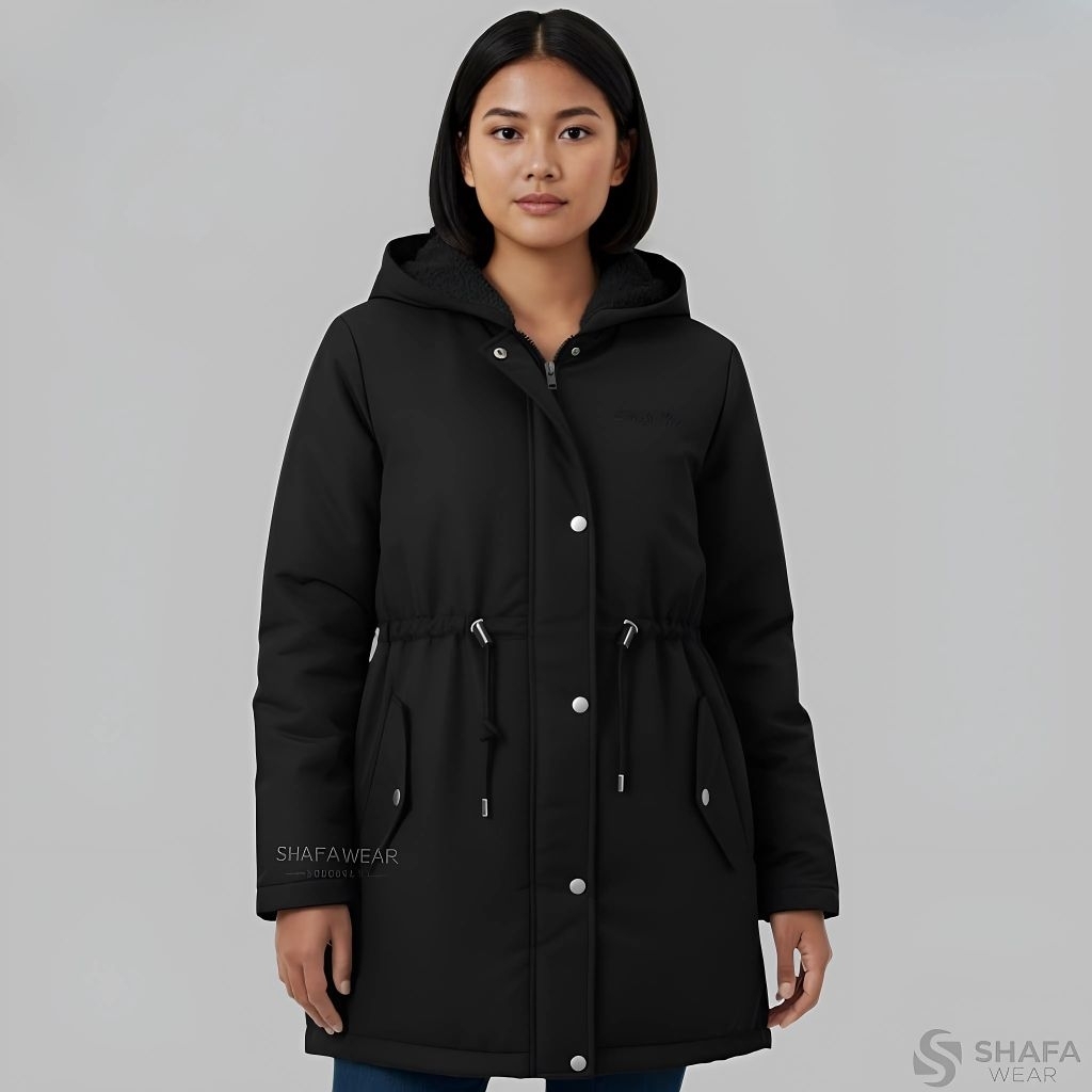 JAKET PARKA WANITA BIG SIZE JUMBO WINTER SHAFA WEAR | Jaket Panjang Tebal Hangat Anti Air Premium