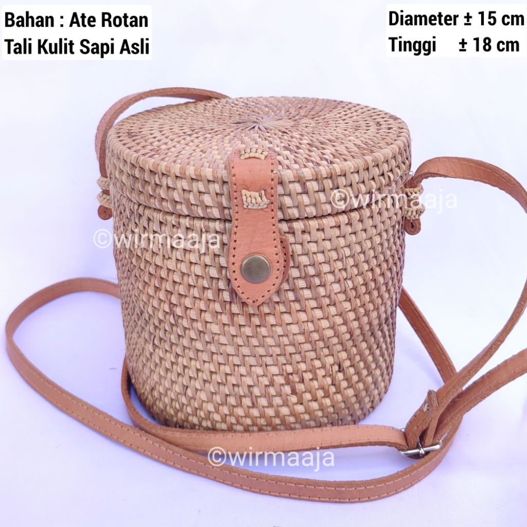 Tas Rotan Tabung Bulat Selempang