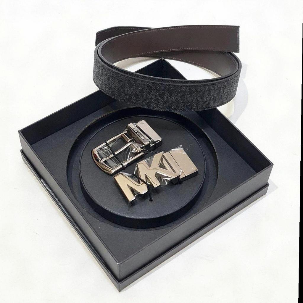 Ikat Pinggang Branded Mk 4In1 Logo Rev Belt Box Set Signature
