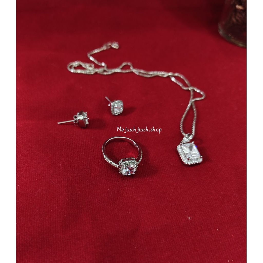kalung perak mewah/ kalung permata/ ala berlian /perak import