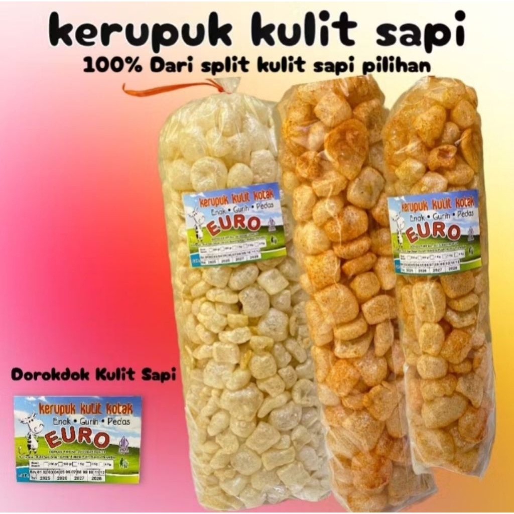 Cemilan Kerupuk Kulit Original dan Pedas Daun jeruk