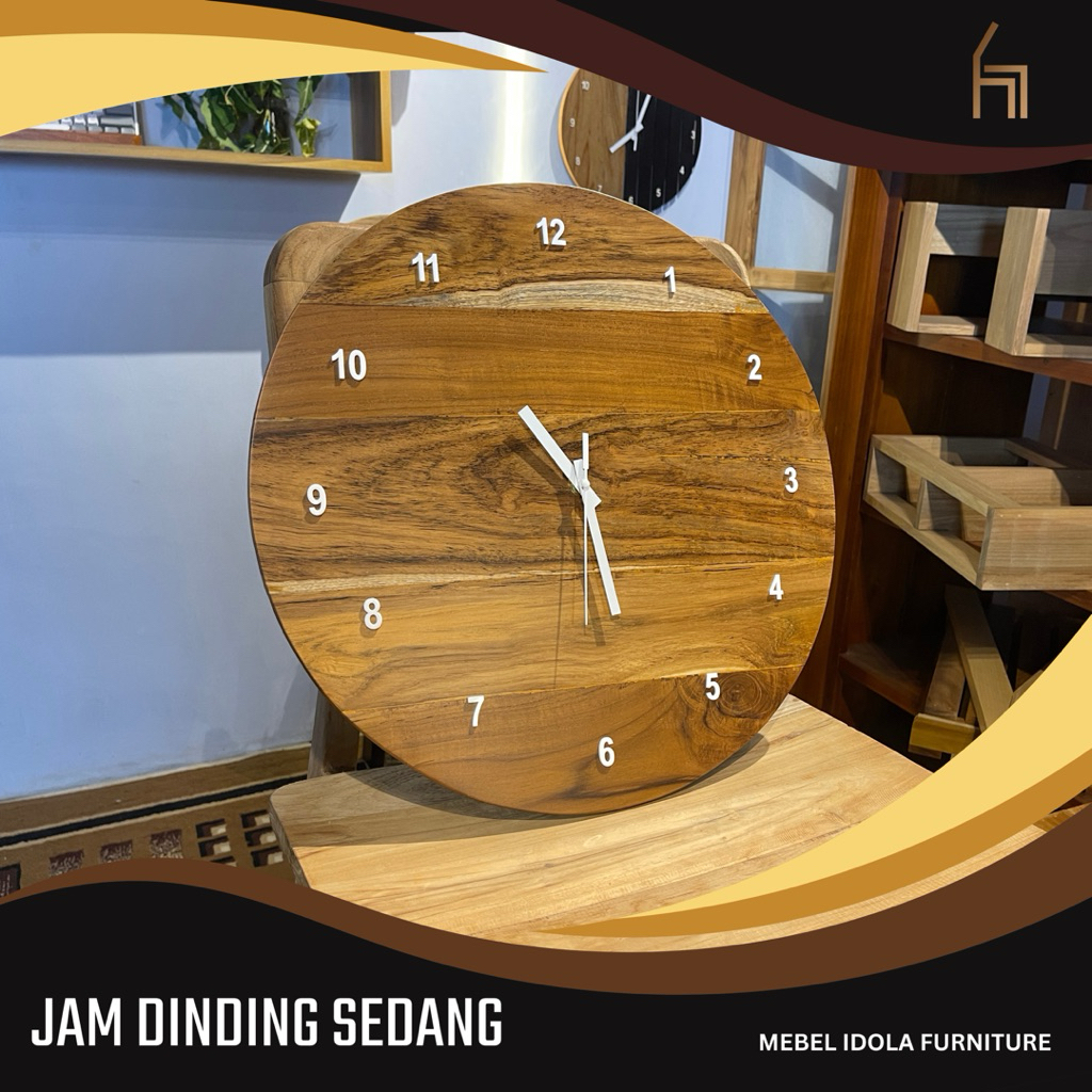 Jam Dinding Kayu Besar Diameter 45 cm / Jam Dinding Custom / Jam Dinding Domino/ Jam Dinding Bulat/ 