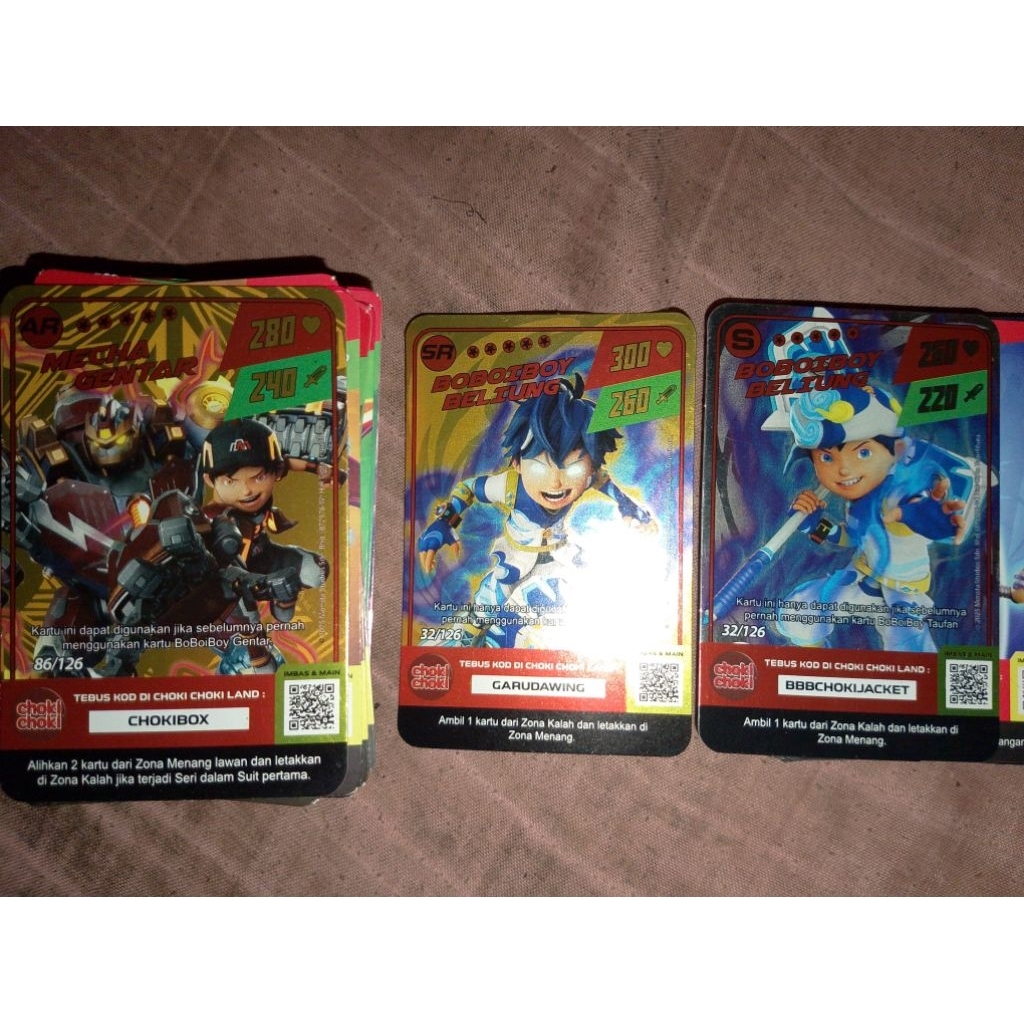 Kartu Boboiboy Choki Choki Monsta Galaxy Card Fullset 128 kartu termasuk kartu emas