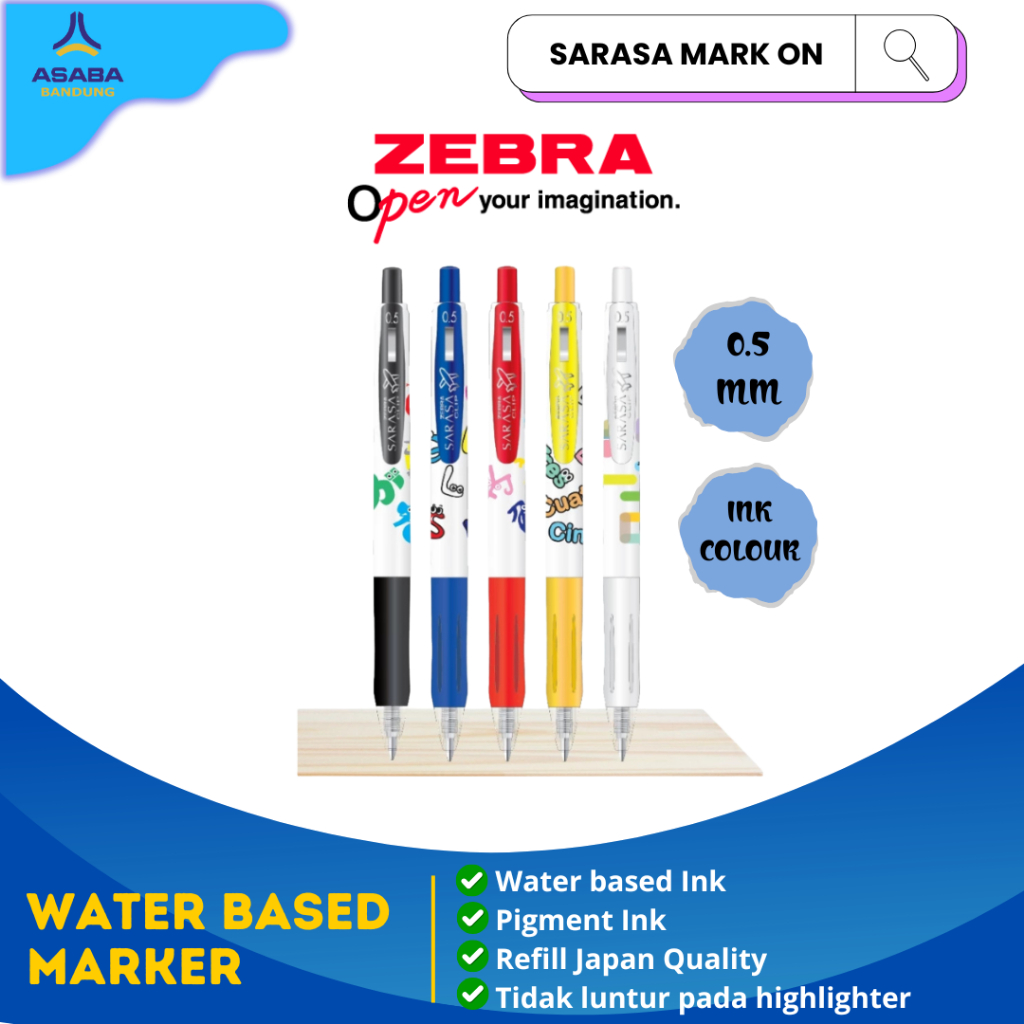 Asaba Bandung- Zebra Sarasa Pen/Bulpen/Pulpen Gel 0.5 mm Hiragana Series - Set 5 Sarasa Hiragana -Li