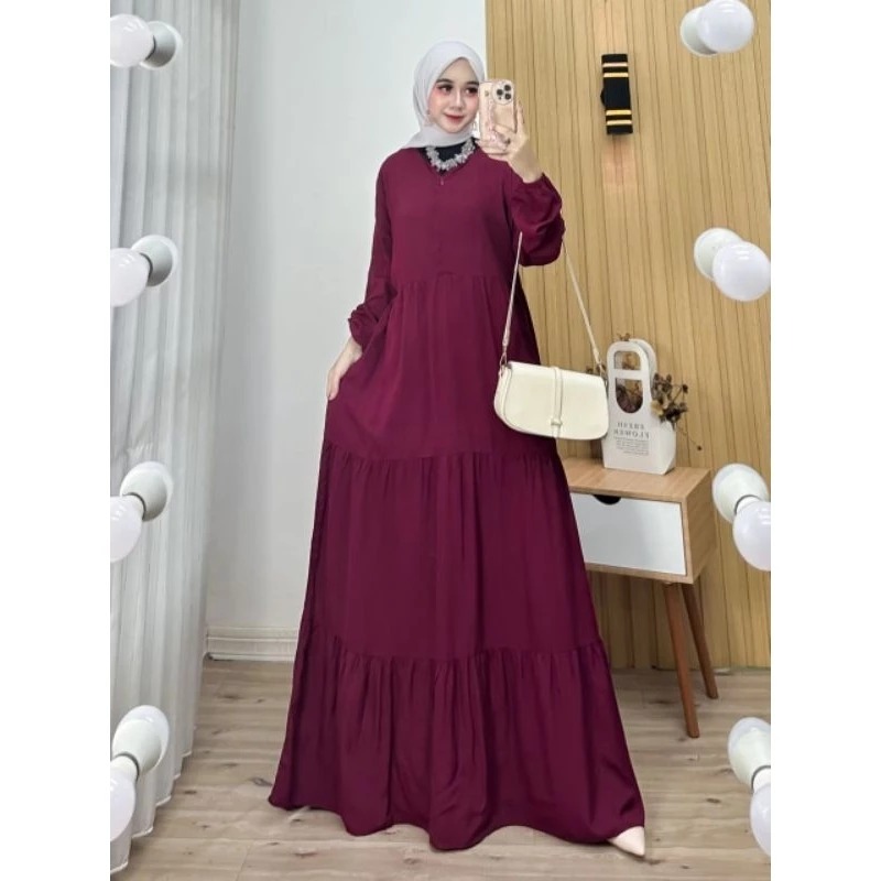 najwa gamis terbaru jumbo ld 120 / gamis rayon premium / gamis polos