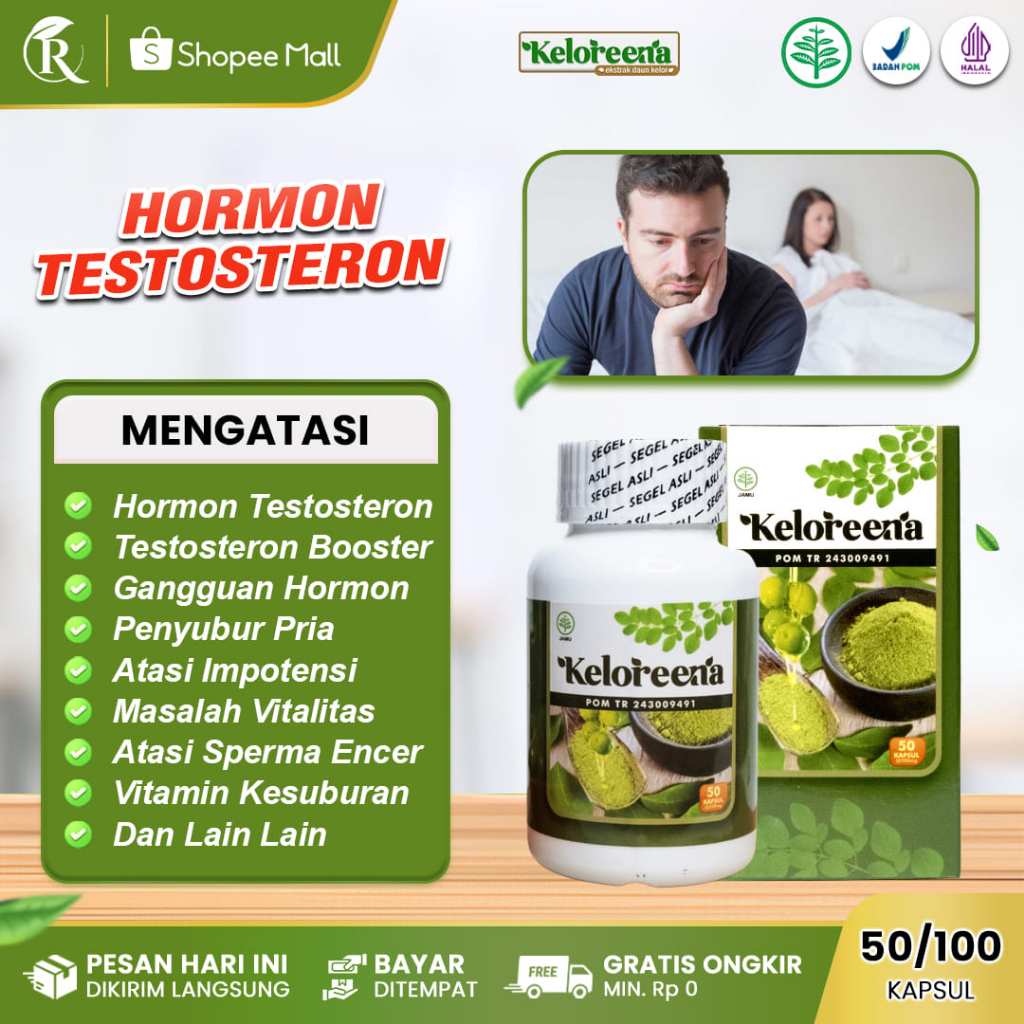 KELOREENA Vitamin Testosteron Pria Obat Penambah Hormon Testosteron / Testorone Booster