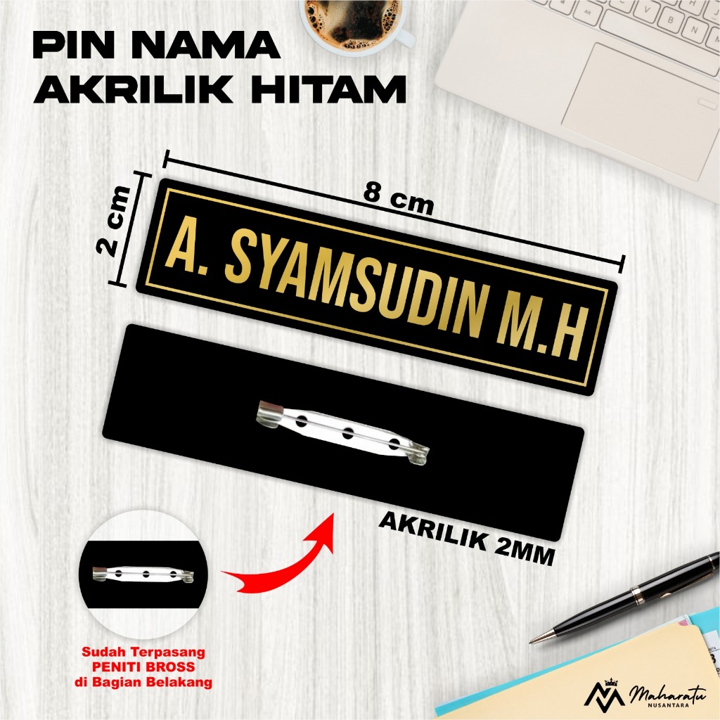 Name Tag / Nama Dada / Papan Nama / Name Tag Baju akrilik Custom / Pin Nama Peniti Tanda Pengenal