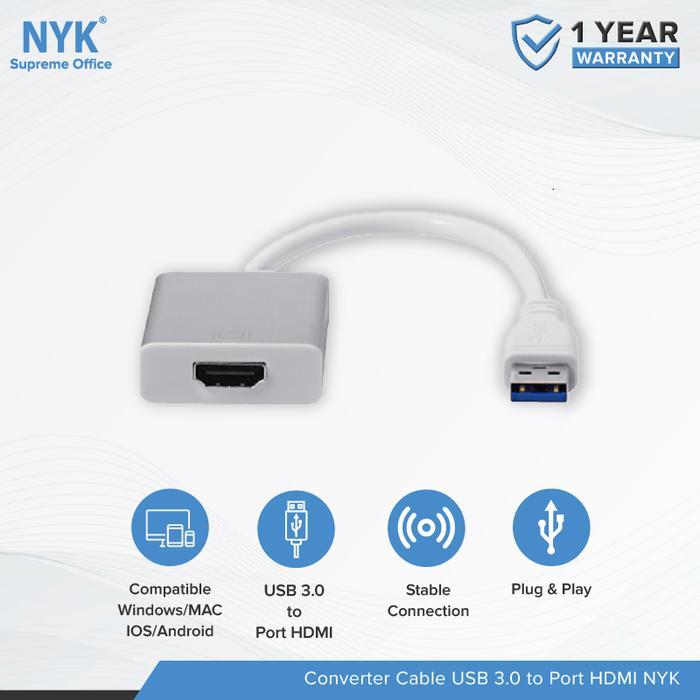 NYK Kabel Converter USB 3.0 to HDMI - Adapter USB to HDMI