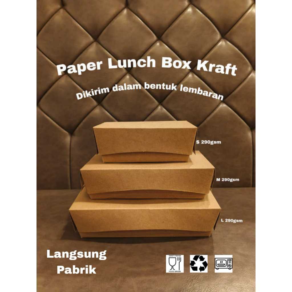Paper Lunch Box Bahan Kraft/ Lunch Box Paper Coklat Size S, M, L