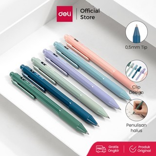 Deli Nusign Gel Pen / Gel Pen Cetek 0.5mm Tinta Hitam Warna Pastel NS559