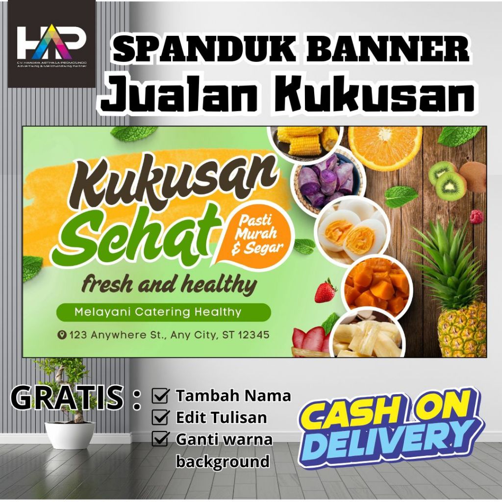 SPANDUK JUALAN CATERING HEALTHY | BANNER JUALAN MAKANAN SEHAT KUKUSAN