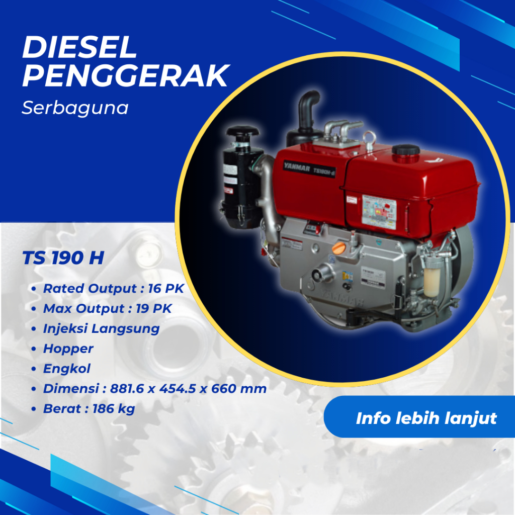 Mesin Penggerak 4 - Stroke Yanmar TS 190 H Hopper Diesel Engine 19 PK - YANMAR