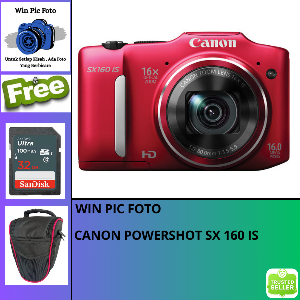 Canon PowerShot SX160 IS Digital Camera (Red)