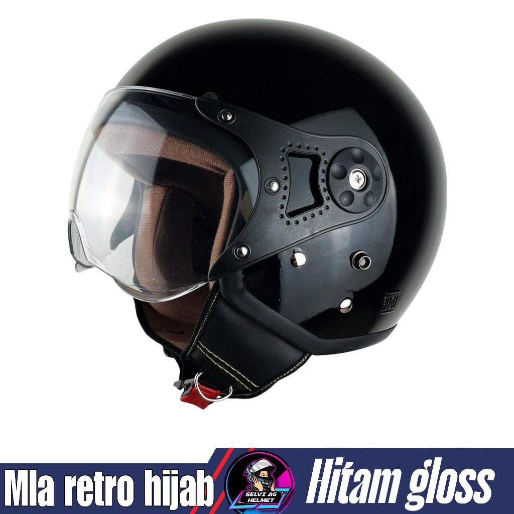 Helm bogo retro hijab SNI Helm hijab dewasa MLA Retro hijab Helm MLA terbaru helm pilot MLA TERBARU