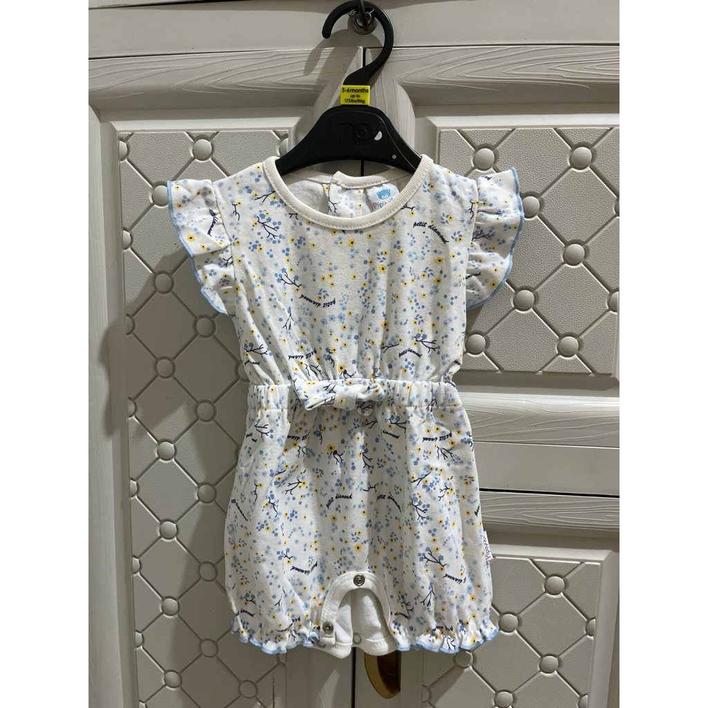 preloved baju jumper jumpsuit anak perempuan cewek merek pipiniko brand matahari size 6-12 bulan put