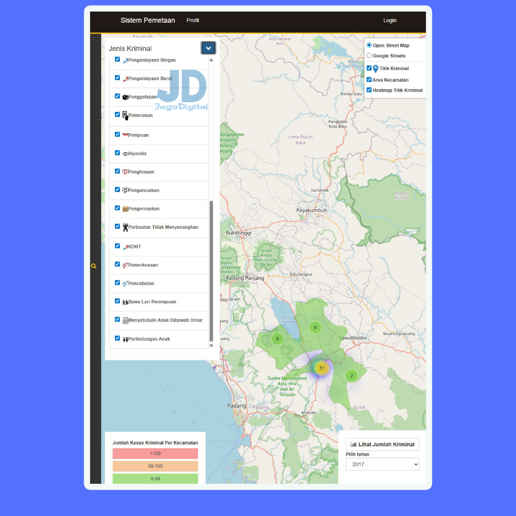 Aplikasi Sistem Informasi Geografis ( GIS ) pemetaan kasus berbasis web