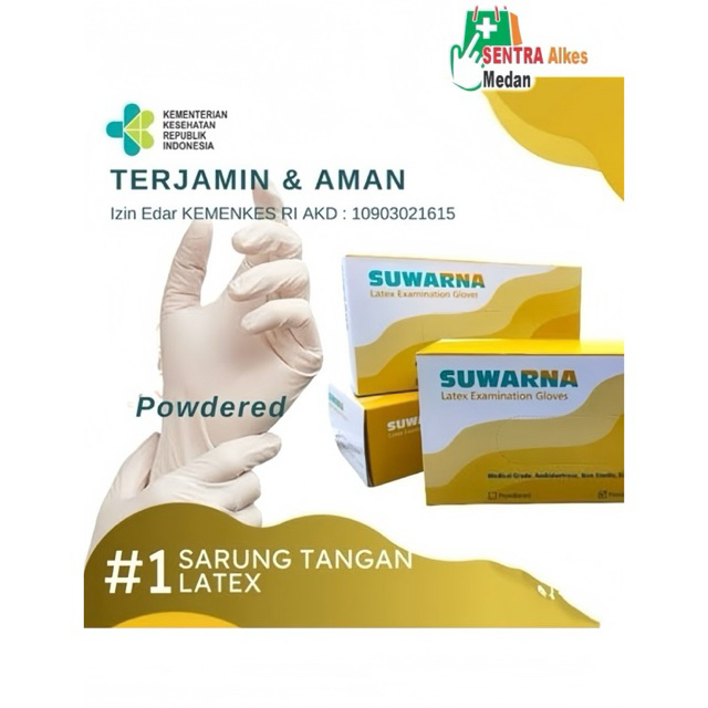Sarung Tangan Medis Latex  Putih Suwarna / Handscoon