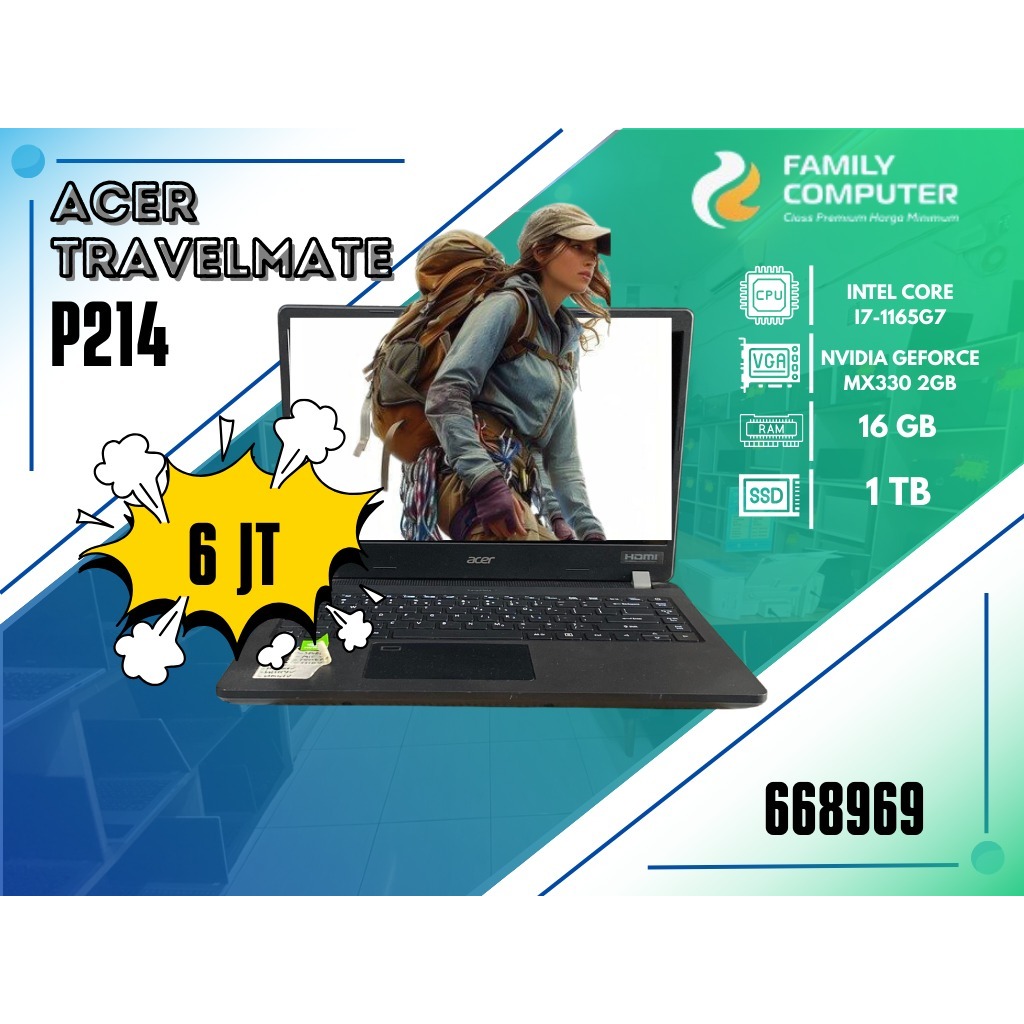 ACER TRAVELMATE P214 | INTEL CORE I7-1165G7 | NVIDIA GEFORCE MX330 2GB | 16GB | 1TB