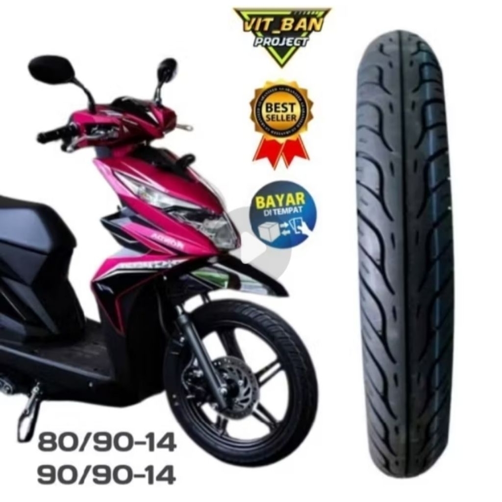 Promo sepasang ban tubles standard Honda beat fi tahun 2016 2019 ring 14 ukuran 80/90 90/90