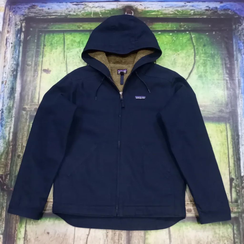 zip hoodie canvas PATAGONIA daleman sherpa size L casual bagus ORIGINAL