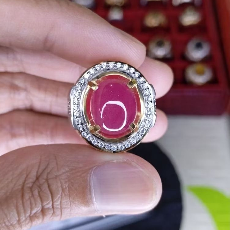 Cincin batu permata natural ruby + Memo GLI