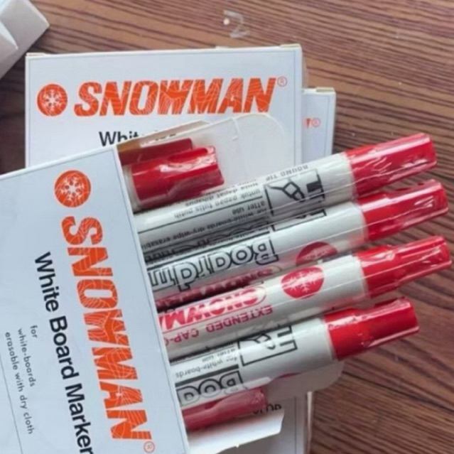 Spidol snowman boardmarker merah warna merah spidol papan tulis bisa dihapus white board isi 12pcs/b