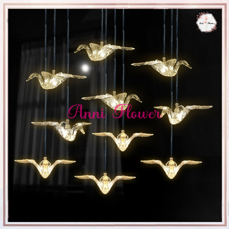 (ANNI) Lampu Angsa Akrilik 1 set / Acrylic isi 10 - Lampu gantung dekorasi pelaminan wedding