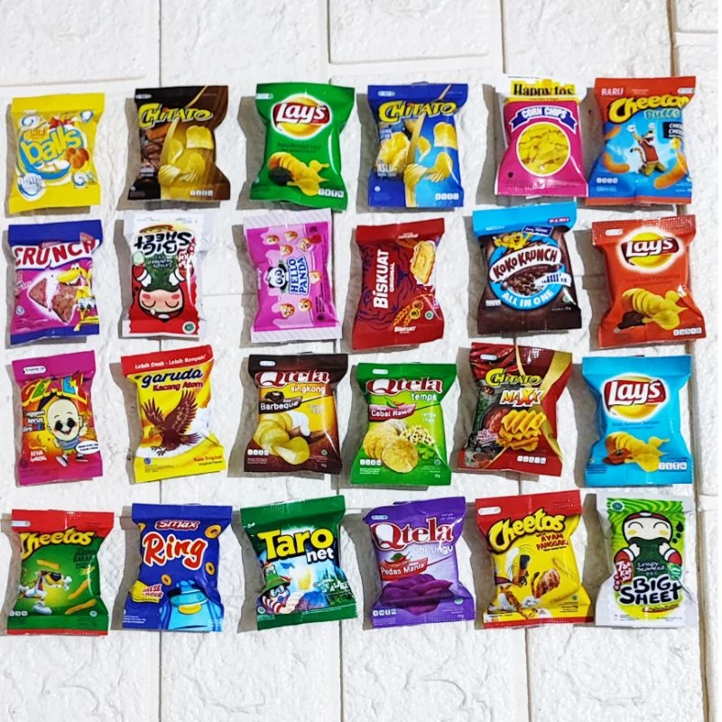 Tempelan kulkas miniatur Snack makanan minuman kemasan - magnet kulkas