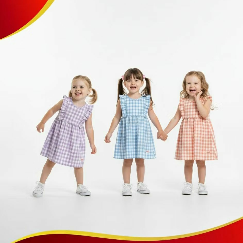 Baju bayi cewek lilac dress baby perempuan premium kotak-kotak usia 6bulan -3tahun