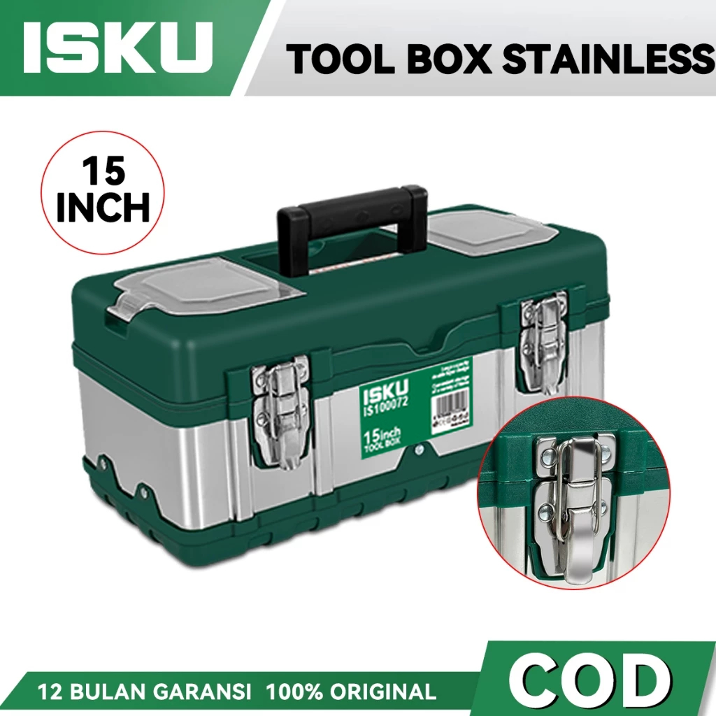 Isku Tool Box Besar 15 Inch Kotak Perkakas Stainless Besar Tool Box