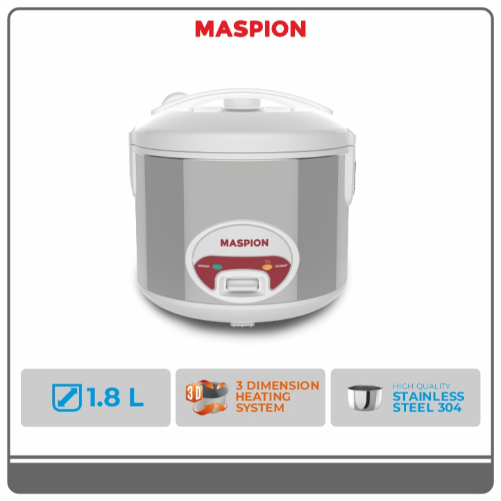 Maspion Rice Cooker Magic Com Stainless Steel 1.8 Liter MRJ-1808 SS304
