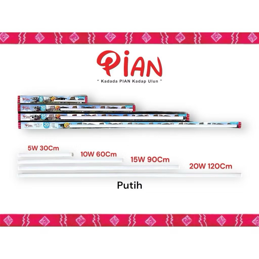 PIAN Lampu TL T5 5 Watt 10 Watt 15 Watt 20 Watt - Putih