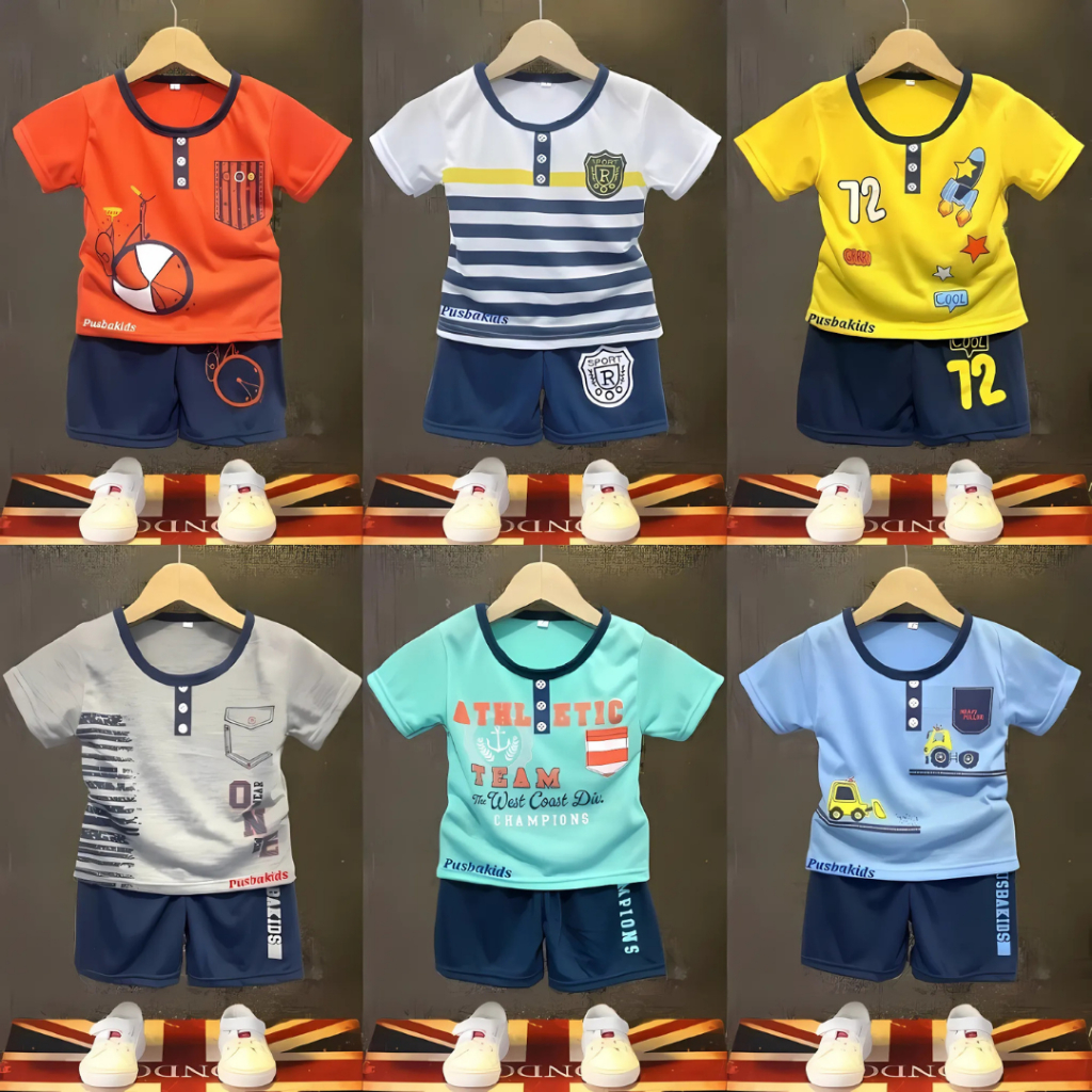 PUSBAKIDS/ SET COWOK /Baju setelan anak laki laki/ anak bagus/Baju anak cowok murah 0-8 thn