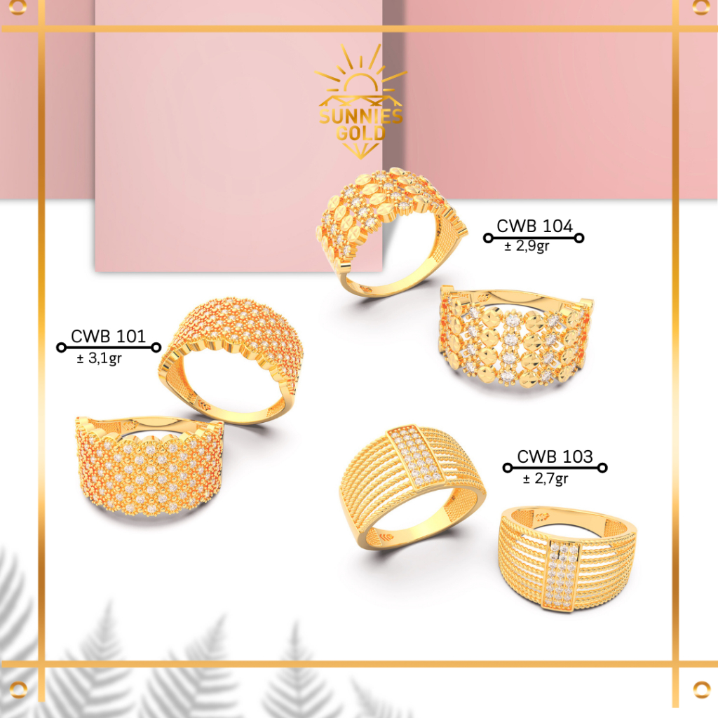 CINCIN WANITA EMAS ASLI LAYER DUBAI KADAR MUDA 6K DAN 8K CINCIN DUBAI PERMATA - CWB 96 101 103