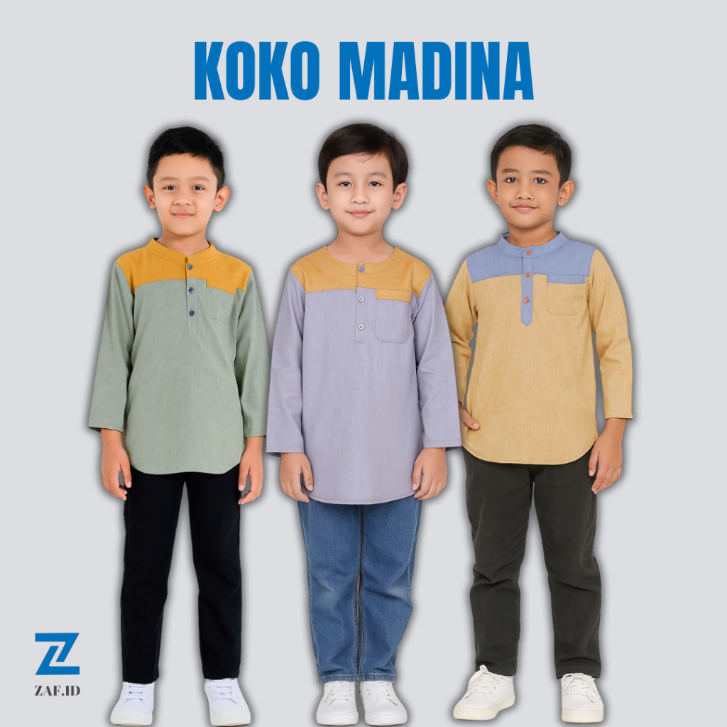 KOKO MADINA - Baju Koko Anak 12-15 Tahun Atasan Muslim Anak Remaja