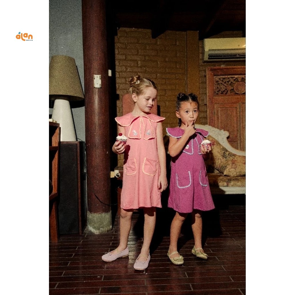 Bohopanna Sailor Collar Top Dress Anak Perempuan Kutung Kerah Pocket size BHB-SCD