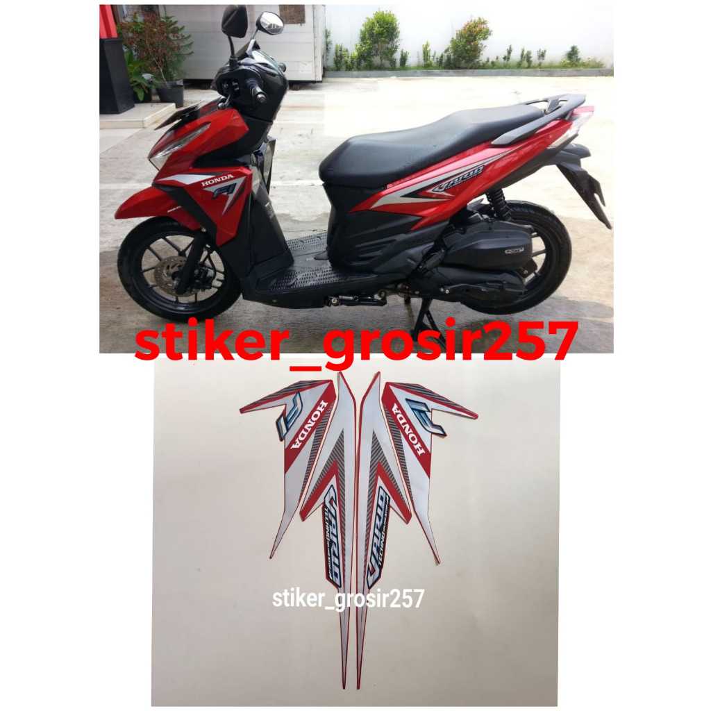 STIKER STRIPING LES LIST BODY MOTOR HONDA VARIO TECHNO 125 2015 VARIO LED OLD MERAH