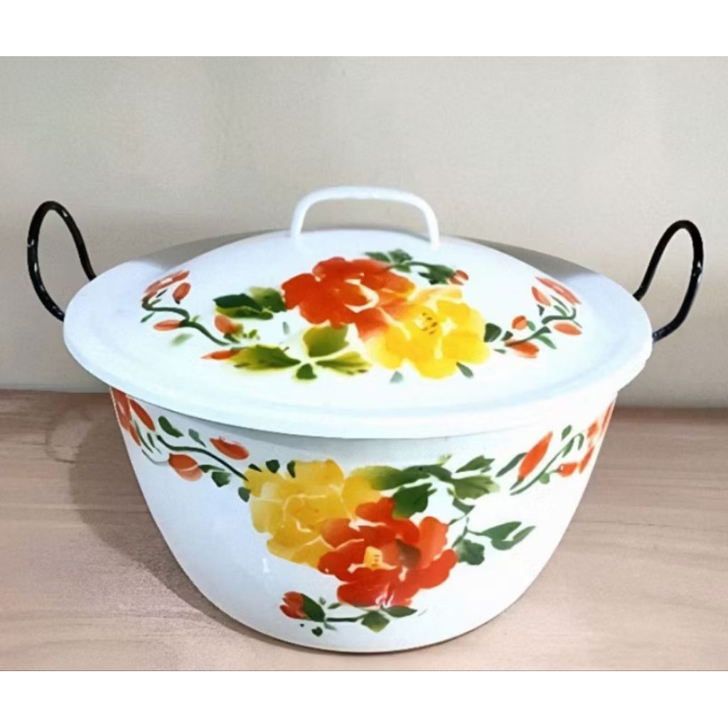 Panci kembang / lurik enamel kedaung ORI