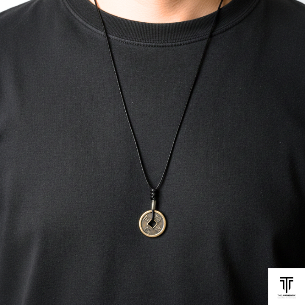 Kalung Tali Bandul Koin Cina. Kalung Koin Cina. Kalung Pria dan Wanita