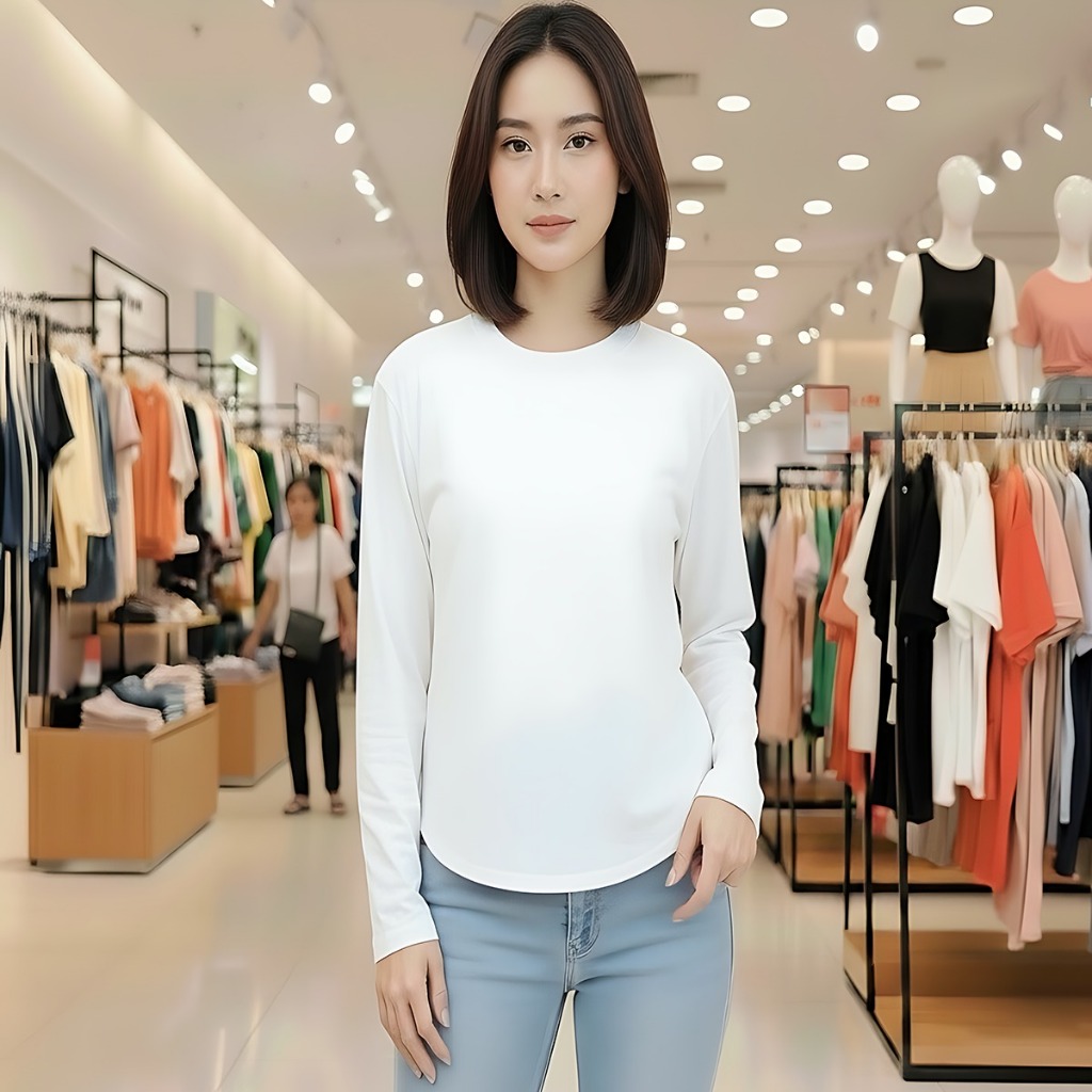 Kaos Oval Panjang/Koas Wanita/Atasan Wanita Terkini/Kaos Oval Abg/Kaos Long Sleeve Wanita/Kaos Polos