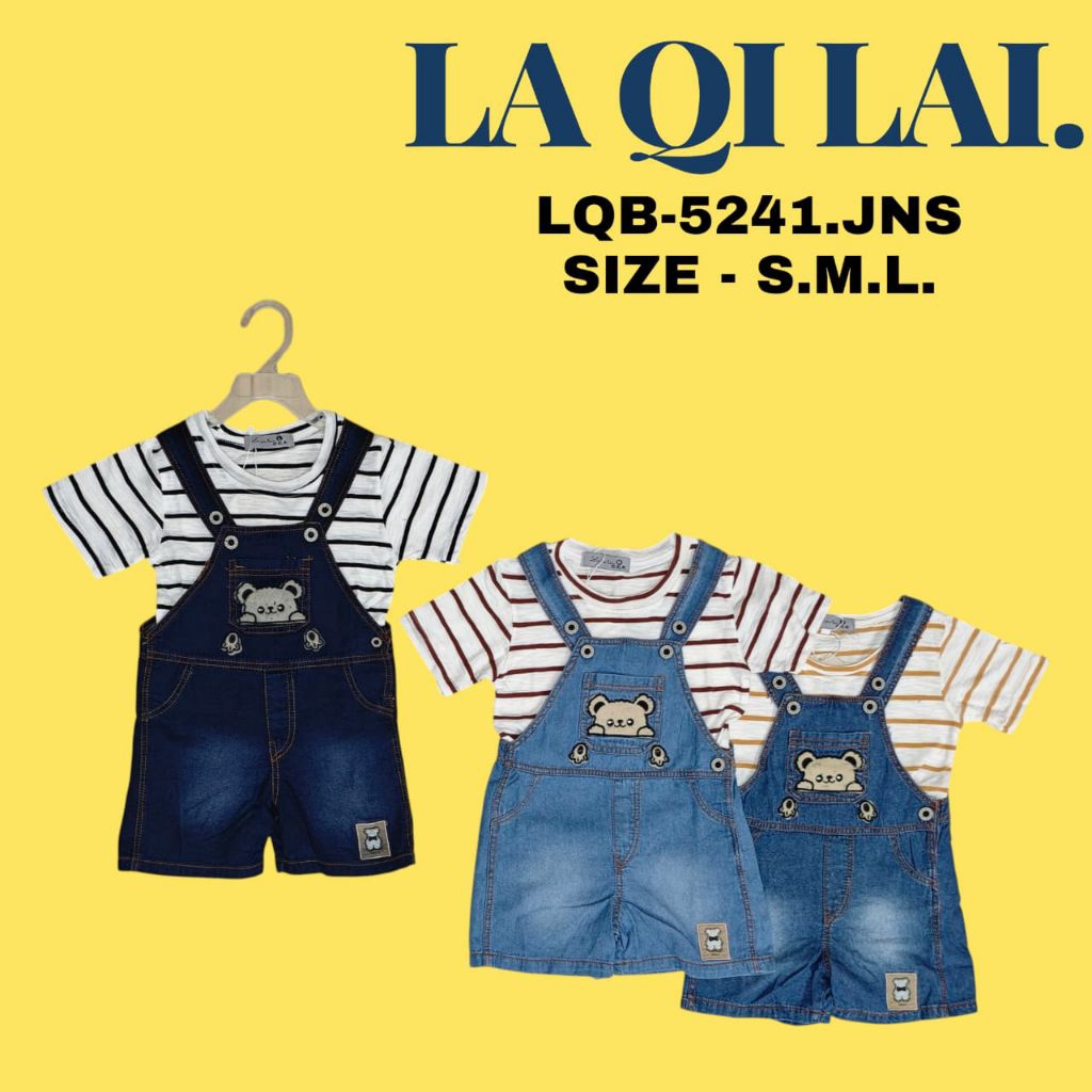 Baju Kodok Bayi Anak Perempuan Jumpsuit LQB-5241 kaos jeans 6M-12M