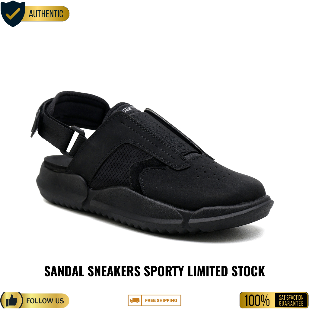 REYL MAN Limited Stock | Sandal Slip On Sneakers Sporty Modern - REYL MAN SENTIMENT FLEX FULL BLACK