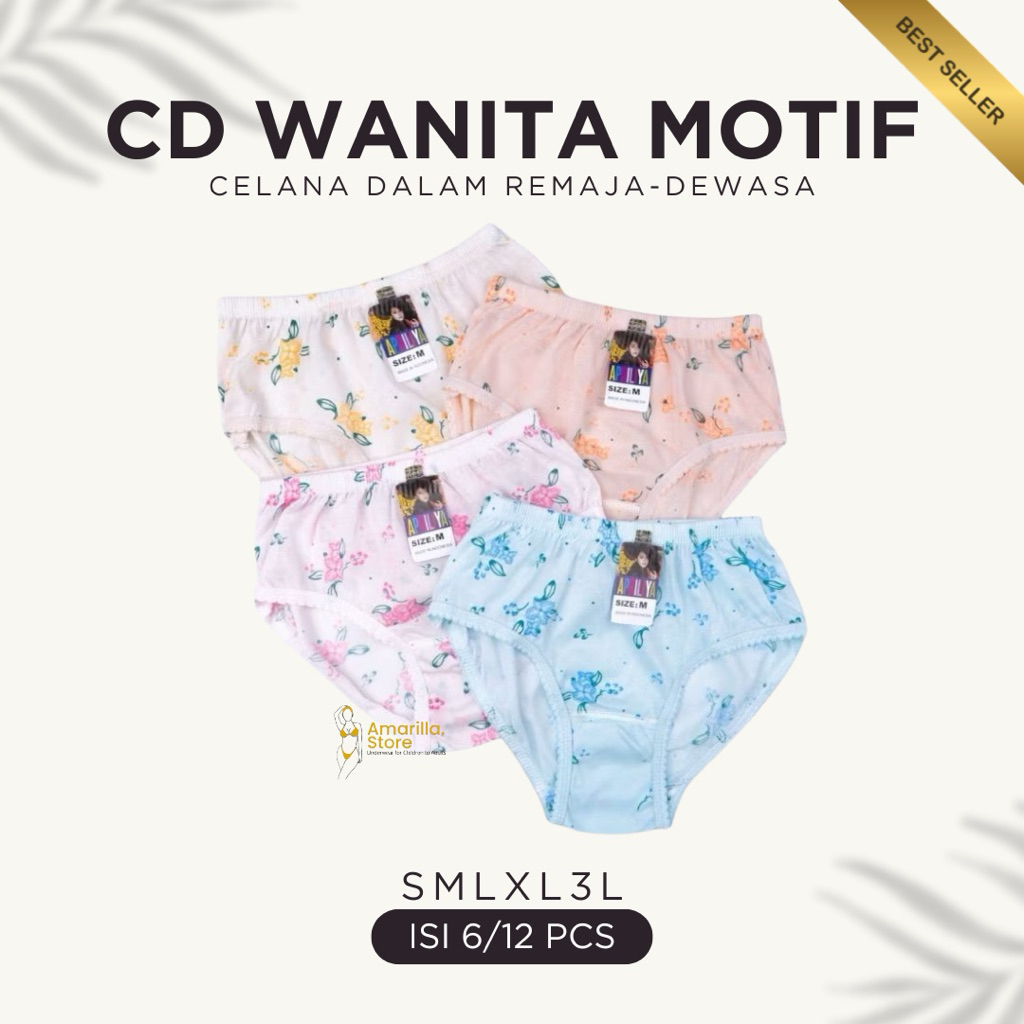 AMA - 5 Bonus 1 Pcs Celana Dalam Anak Remaja Dewasa Motif Cawet Cewek CD Wanita Dewasa Murah