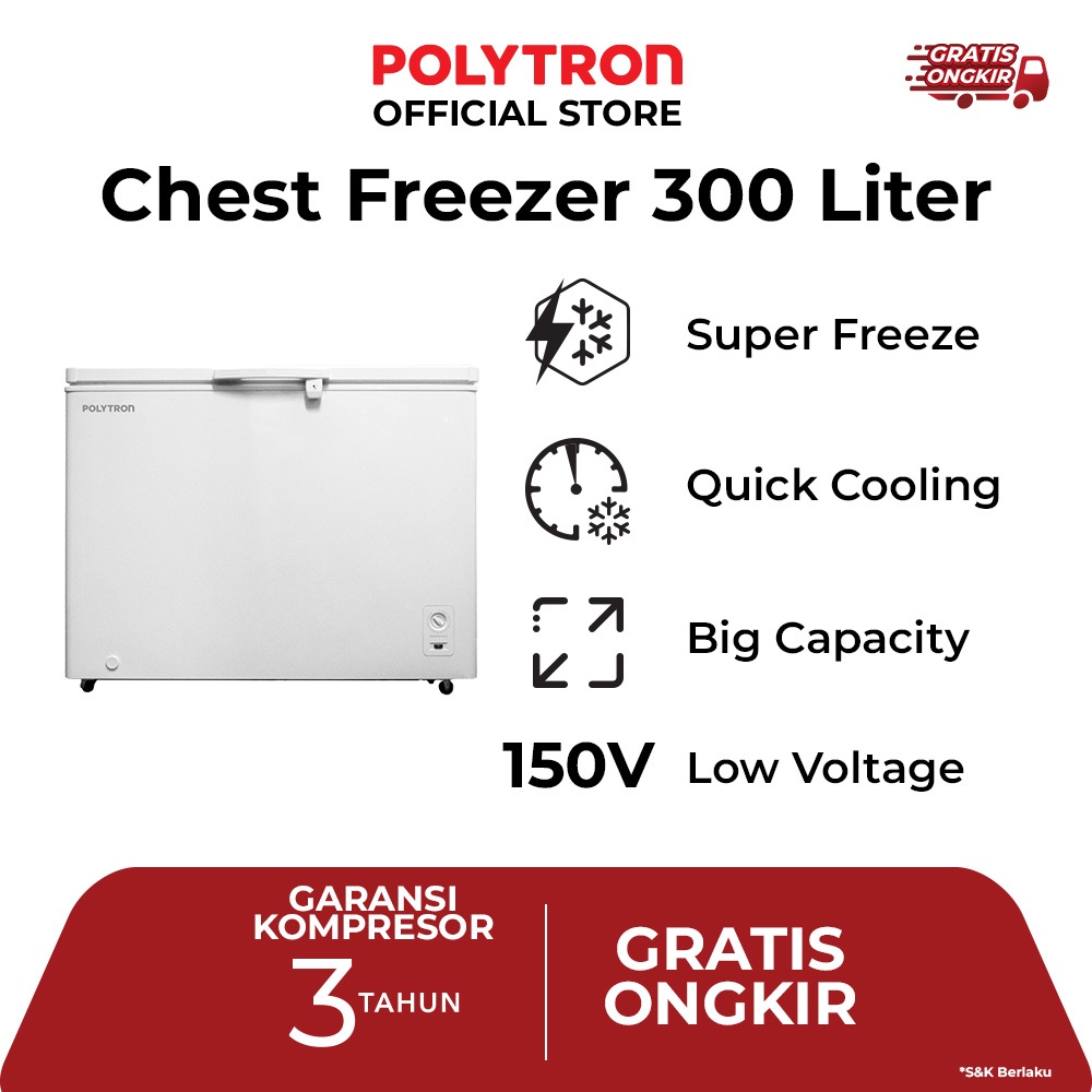 POLYTRON Chest Freezer 300 Liter - PCF 318